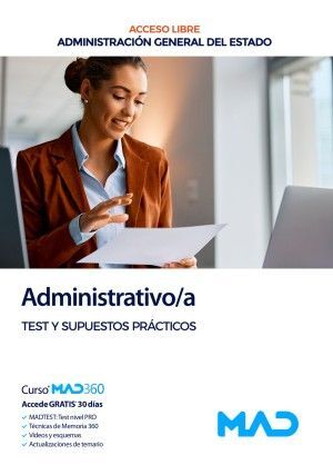 TEST Y SUPUESTOS PRÁCTICOS. ADMINISTRATIVO;A DEL ESTADO. ACCESO LIBRE